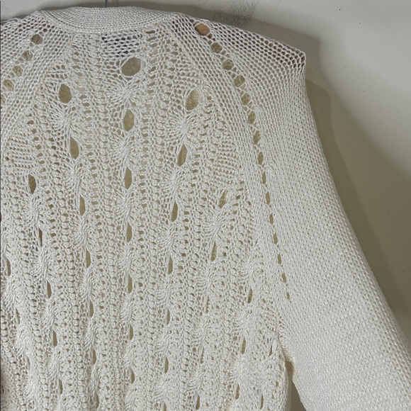 J. JILL Cream Open Knit Long Cardigan Size XL Petite - Picture 12 of 15